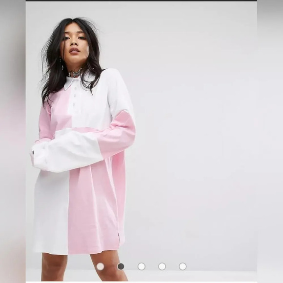asos The Ragged Priest Oversized Rugby Shirt Dress with Back Print Women's XS - Picture 2 of 15